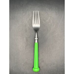 Vtg Oxford Hall Stainless Flatware Green‎ Handle MCM Japan 1973 Lg Fork